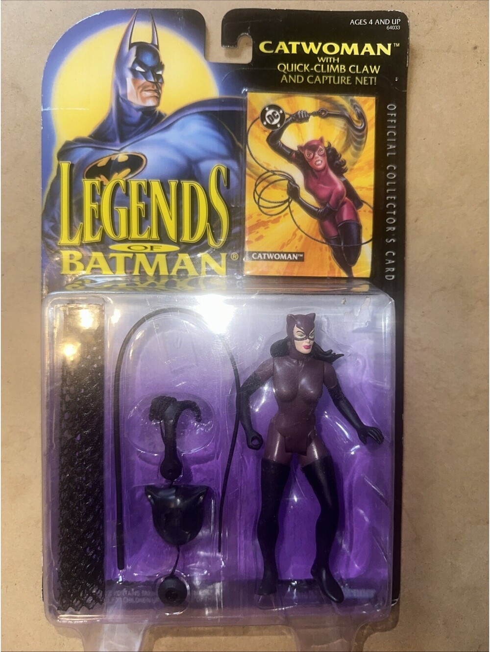 Catwoman Legends of Batman Action Figure 1994 Kenner Quick Climb Claw With Card